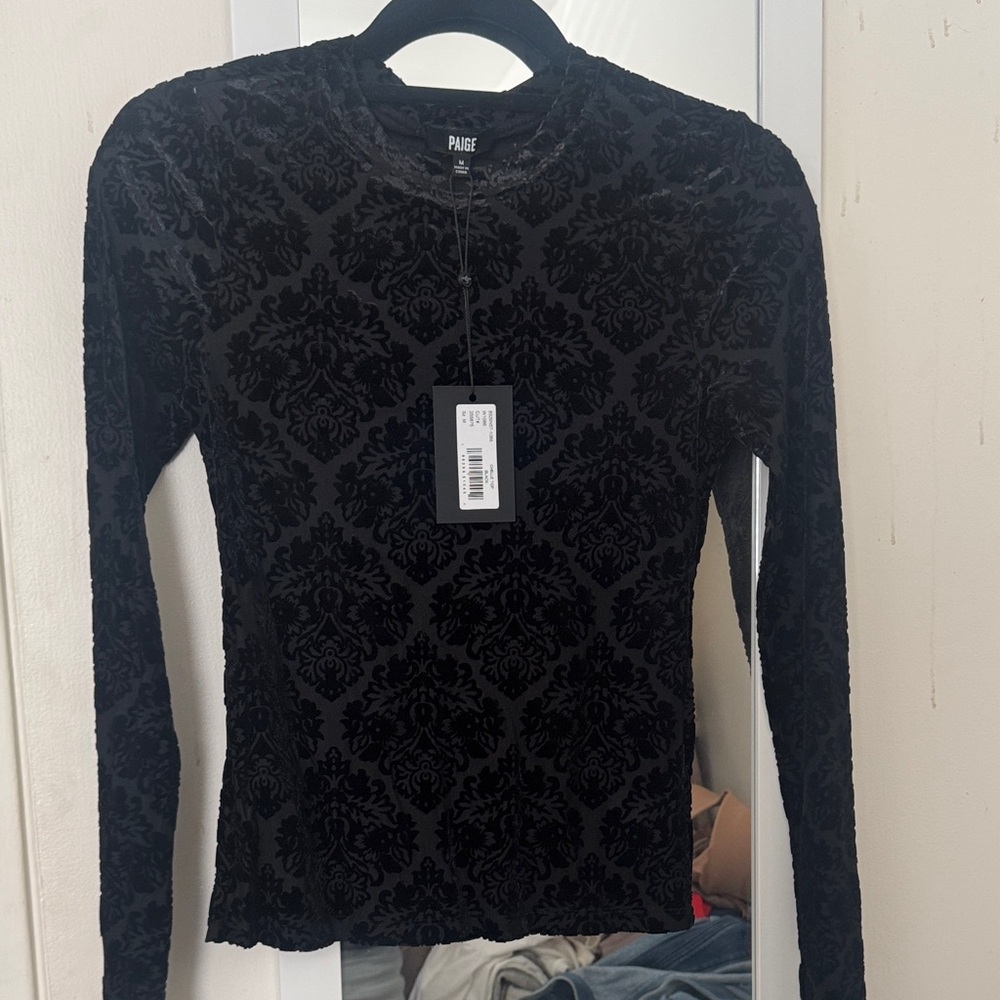 PAIGE Black Velvet Chelle Blouse